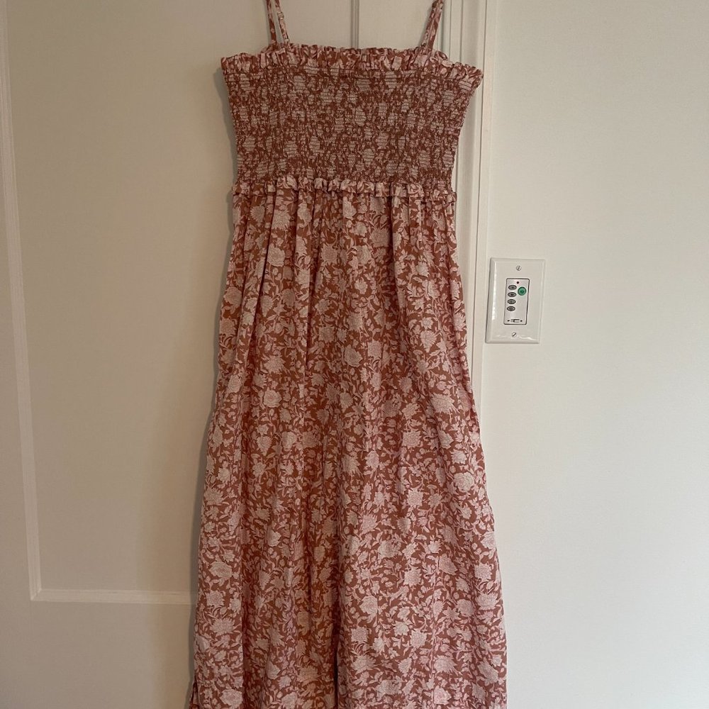 J.Crew smocked sun dress - pink floral - size medium